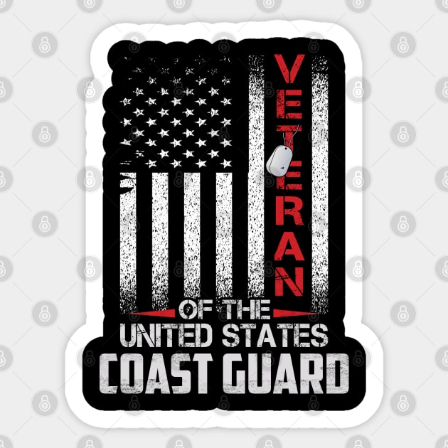 US Coast Guard Veteran USCG American Flag Gift T-Shirt Proud Veteran of The United States Coast Guard Sticker by Otis Patrick